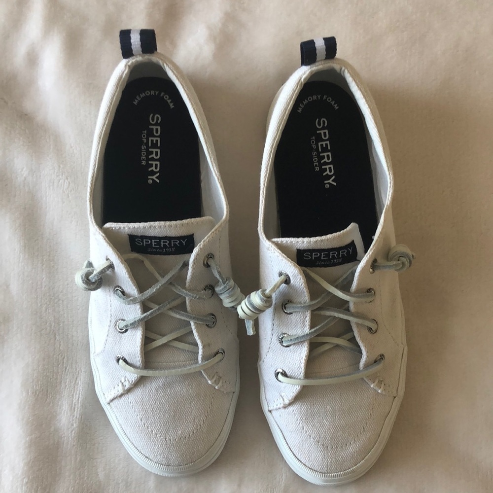 Sperry Top Sider Canvas Sneaker Size 8 White